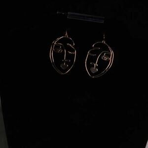 Artistic Gold Face Earrings